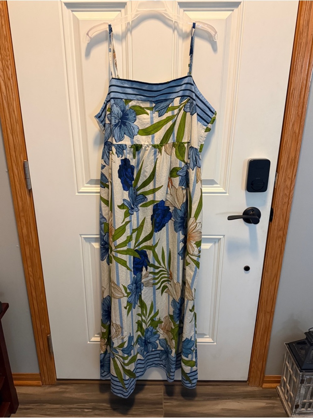 CeCe Blue and Green Floral Maxi Dress